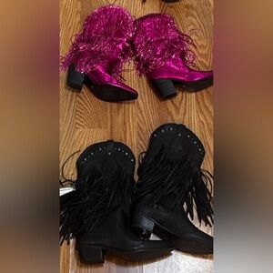 Bundle of 2 pairs of fringe boots.
